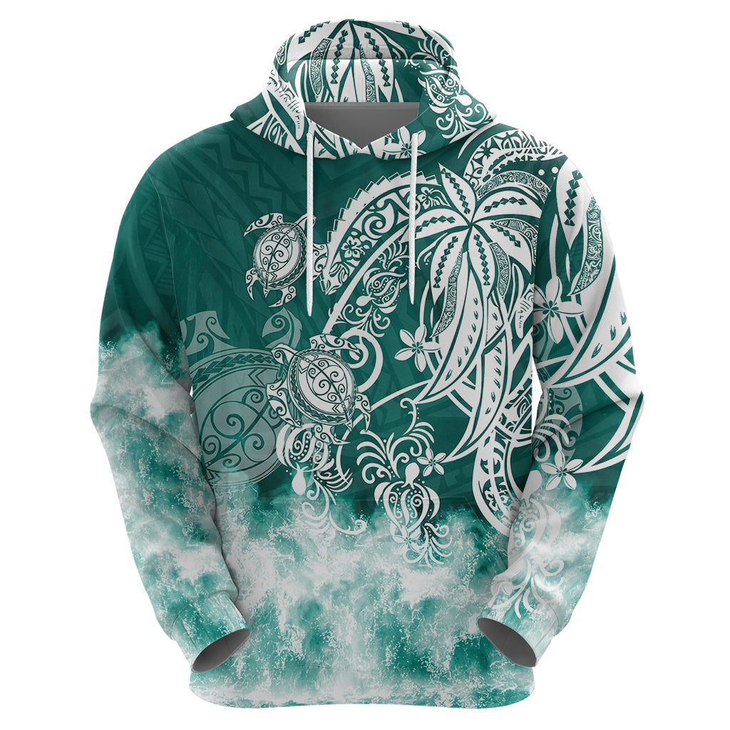 Polynesian Sea Turtle Hoodie Tribal Green LT6 - Wonder Print Shop