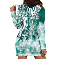 Polynesian Sea Turtle Hoodie Dress Tribal Green LT6 - Wonder Print Shop