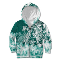 Polynesian Sea Turtle Kid Hoodie Tribal Green LT6 - Wonder Print Shop