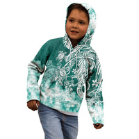 Polynesian Sea Turtle Kid Hoodie Tribal Green LT6 - Wonder Print Shop