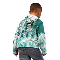 Polynesian Sea Turtle Kid Hoodie Tribal Green LT6 - Wonder Print Shop