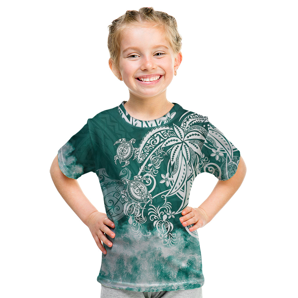 Polynesian Sea Turtle Kid T Shirt Tribal Green LT6 - Wonder Print Shop