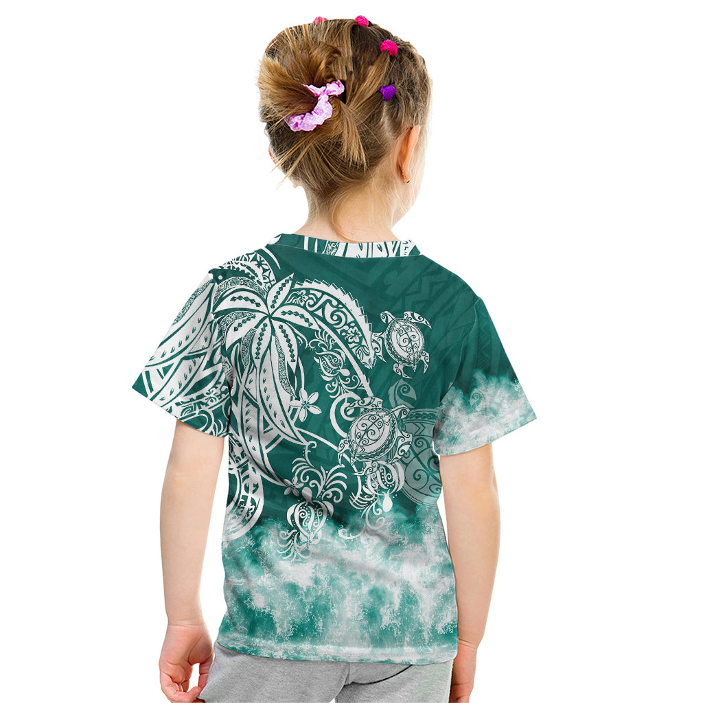 Polynesian Sea Turtle Kid T Shirt Tribal Green LT6 - Wonder Print Shop