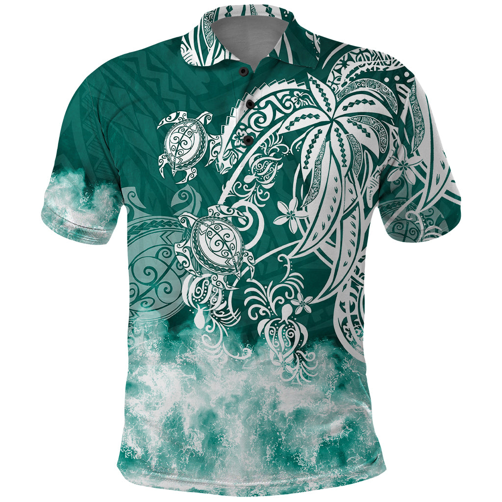 Polynesian Sea Turtle Polo Shirt Tribal Green LT6 - Wonder Print Shop