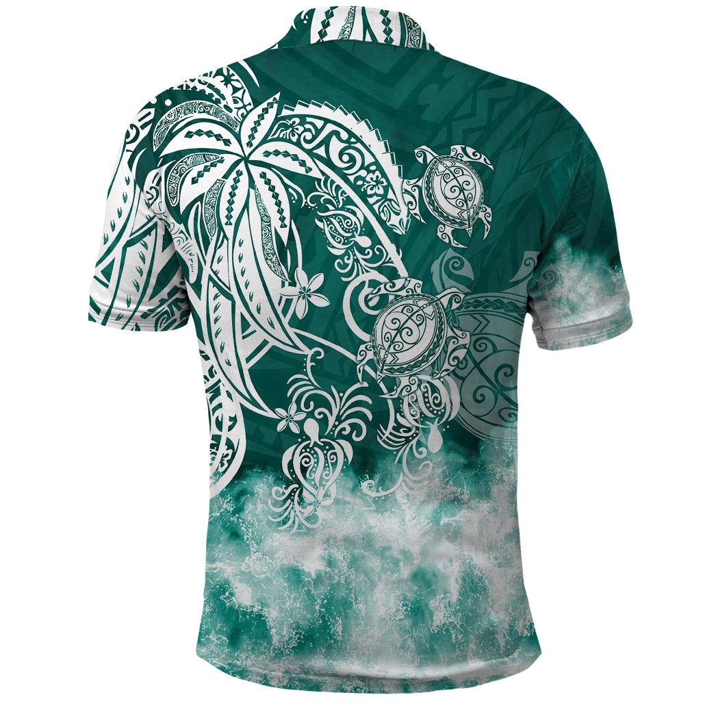 Polynesian Sea Turtle Polo Shirt Tribal Green LT6 - Wonder Print Shop