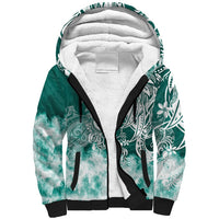 Polynesian Sea Turtle Sherpa Hoodie Tribal Green LT6 - Wonder Print Shop