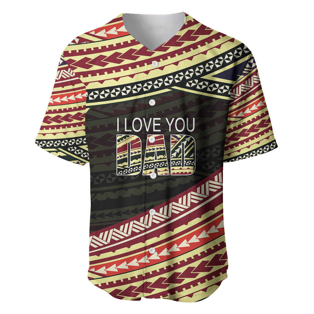 (Custom Personalised) Happy Fathers Day Polynesian Baseball Jersey I Love You Dad LT6 - Wonder Print Shop