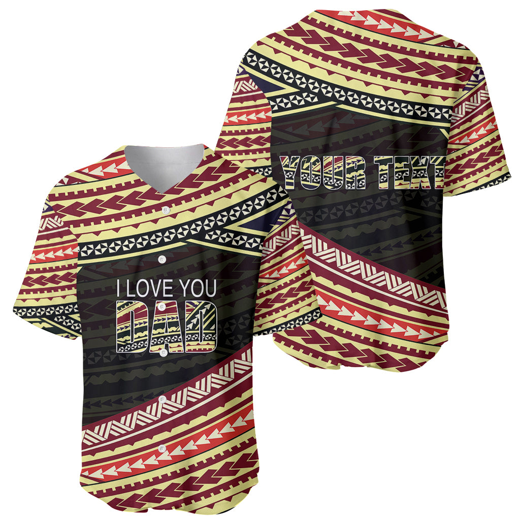 (Custom Personalised) Happy Fathers Day Polynesian Baseball Jersey I Love You Dad LT6 - Wonder Print Shop