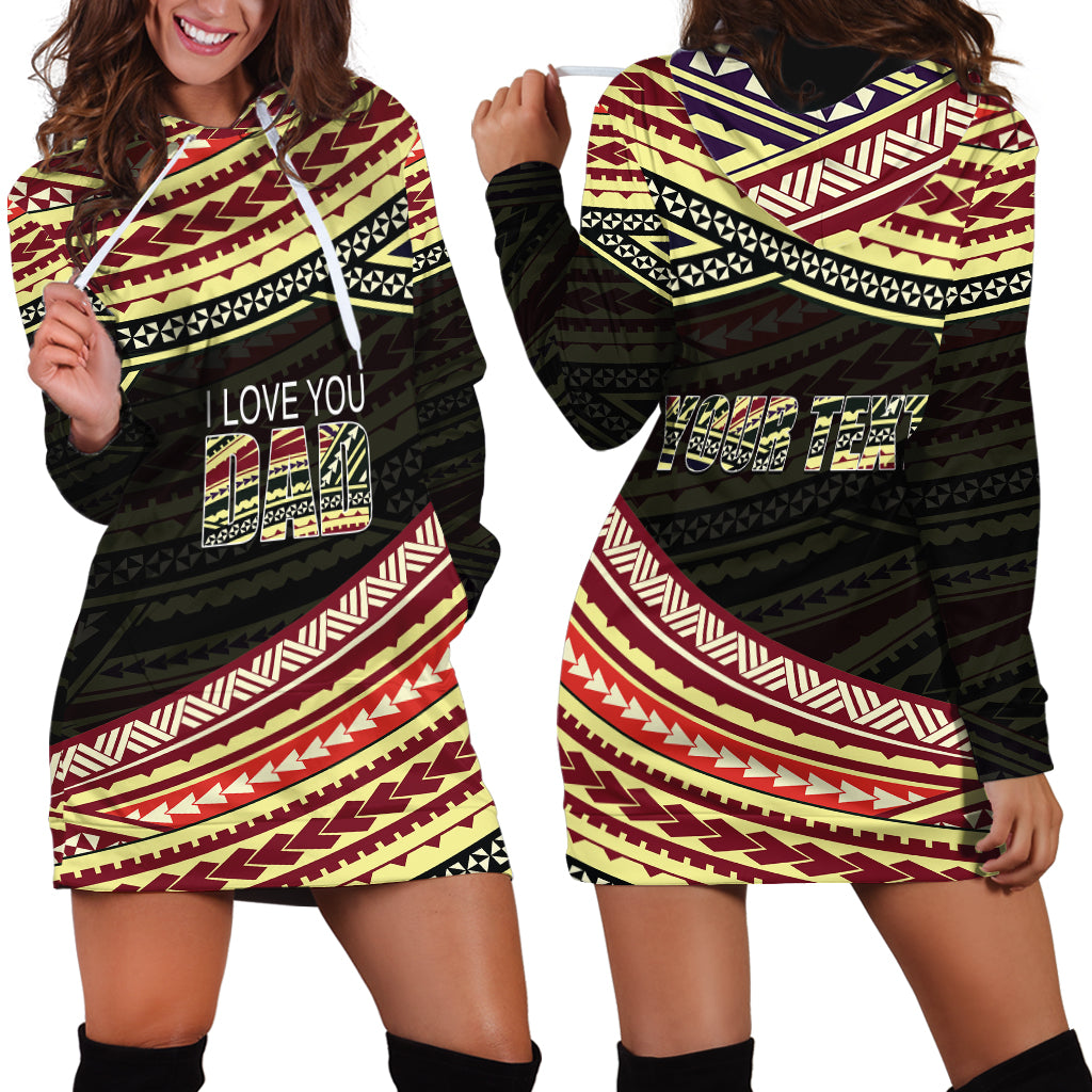 (Custom Personalised) Happy Fathers Day Polynesian Hoodie Dress I Love You Dad LT6 - Wonder Print Shop