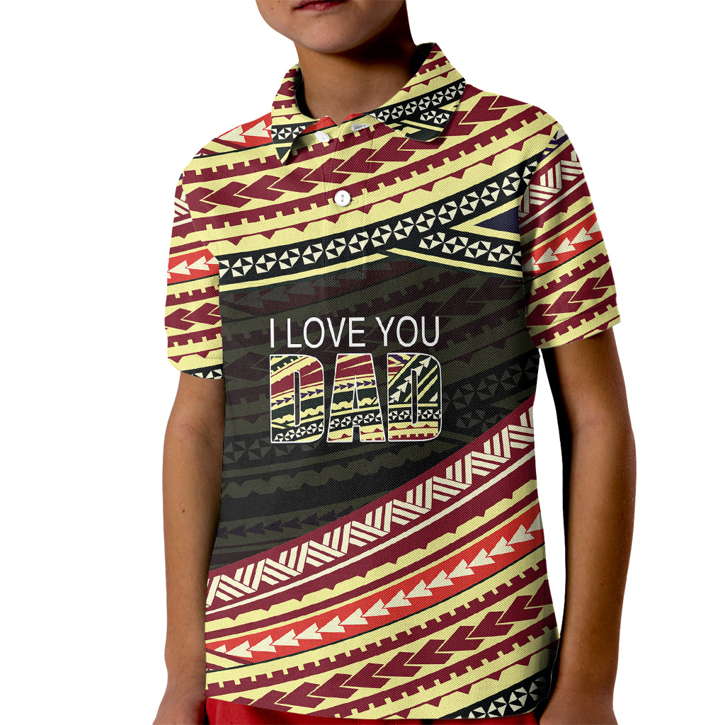 Custom Happy Fathers Day Polynesian Polo Shirt for Kid I Love You Dad LT6 - Wonder Print Shop