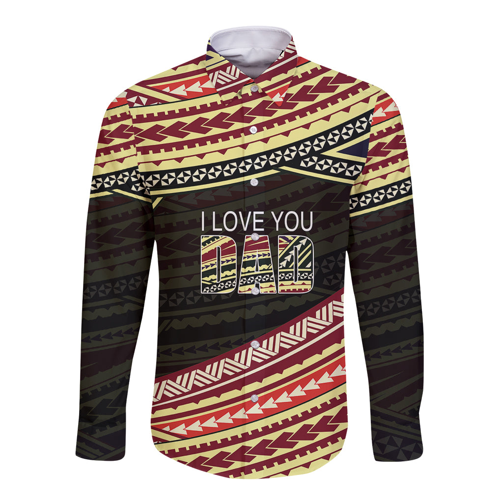 (Custom Personalised) Happy Fathers Day Polynesian Long Sleeve Button Shirt I Love You Dad LT6 - Wonder Print Shop