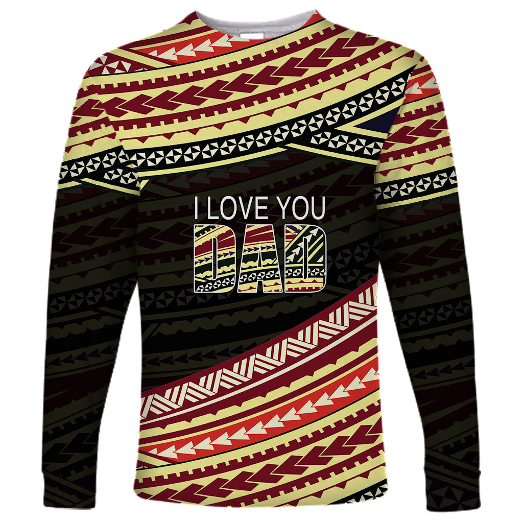 (Custom Personalised) Happy Fathers Day Polynesian Long Sleeve Shirt I Love You Dad LT6 - Wonder Print Shop