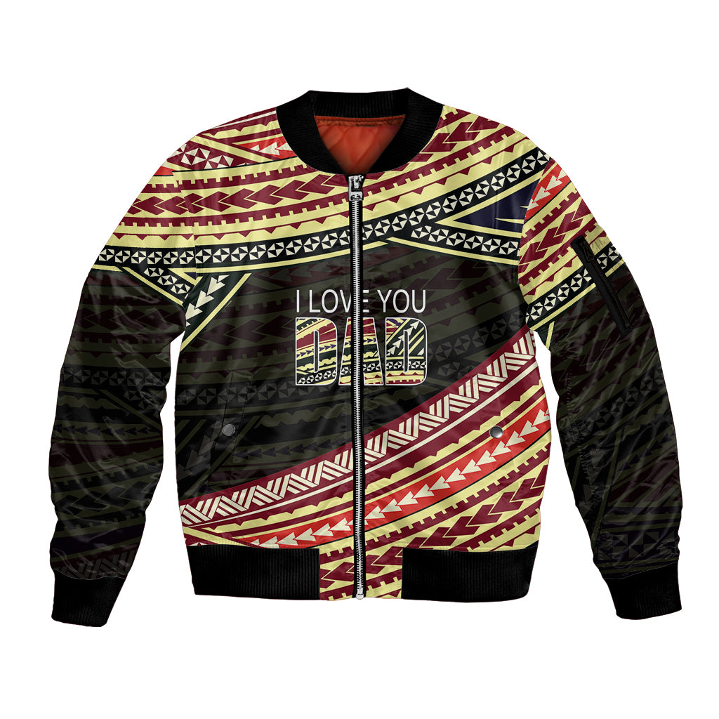 (Custom Personalised) Happy Fathers Day Polynesian Sleeve Zip Bomber Jacket I Love You Dad LT6 - Wonder Print Shop