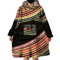 (Custom Personalised) Happy Fathers Day Polynesian Wearable Blanket Hoodie I Love You Dad LT6 - Wonder Print Shop