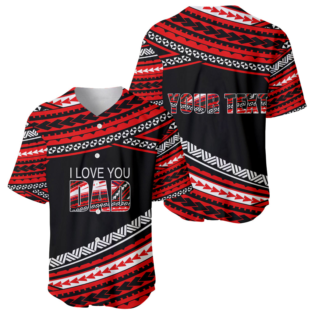 (Custom Personalised) Happy Fathers Day Polynesian Baseball Jersey I Love You Dad Red LT6 - Wonder Print Shop