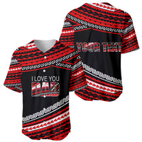 (Custom Personalised) Happy Fathers Day Polynesian Baseball Jersey I Love You Dad Red LT6 - Wonder Print Shop