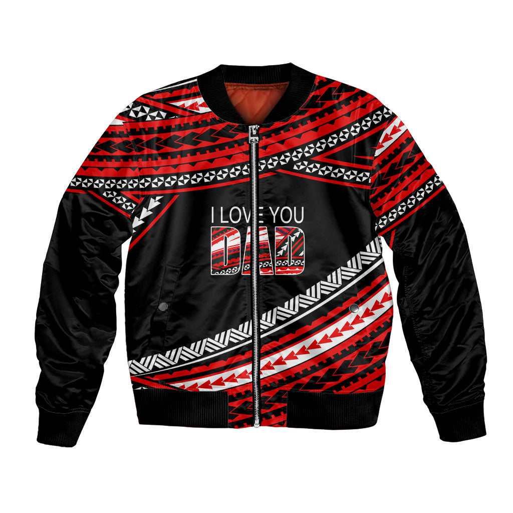 (Custom Personalised) Happy Fathers Day Polynesian Bomber Jacket I Love You Dad Red LT6 - Wonder Print Shop