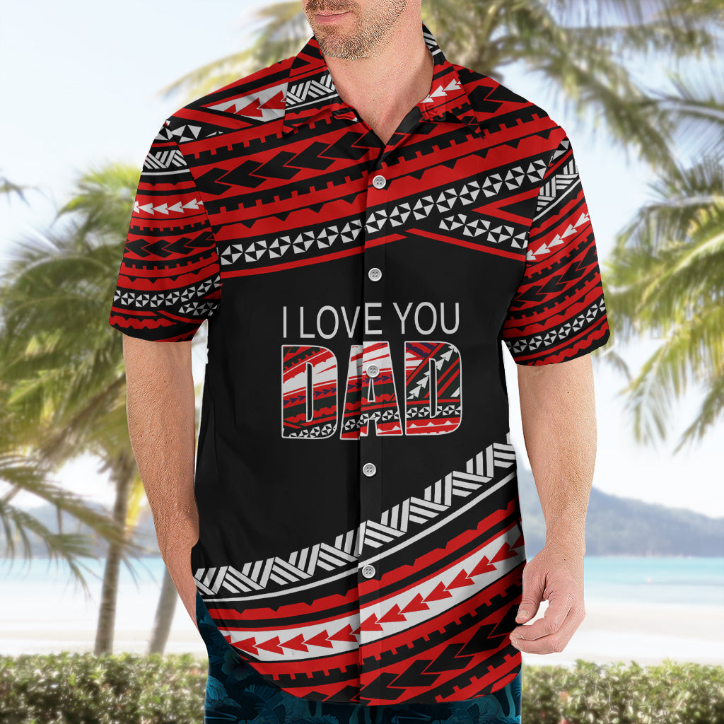 (Custom Personalised) Happy Fathers Day Polynesian Hawaiian Shirt I Love You Dad Red LT6 - Wonder Print Shop