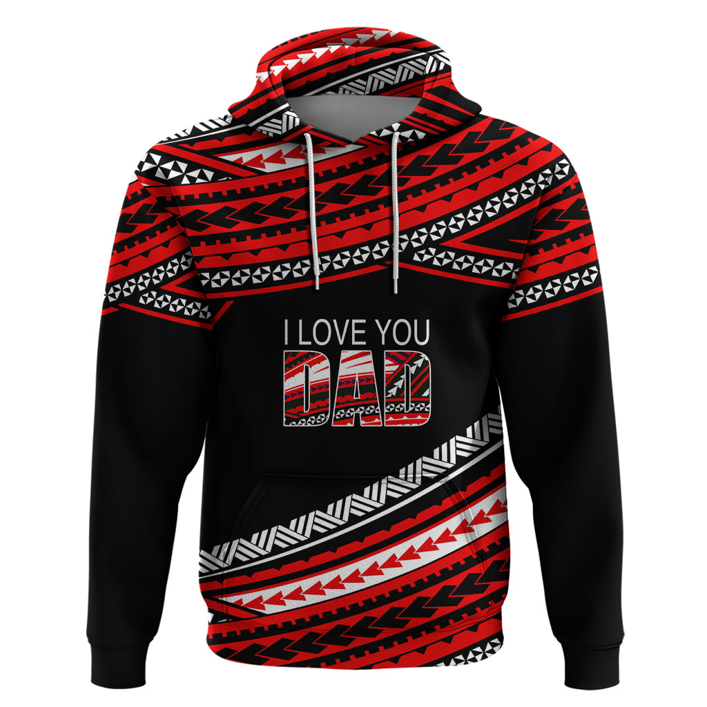 Personalized Happy Fathers Day Polynesian Hoodie I Love You Dad Red LT6 - Wonder Print Shop