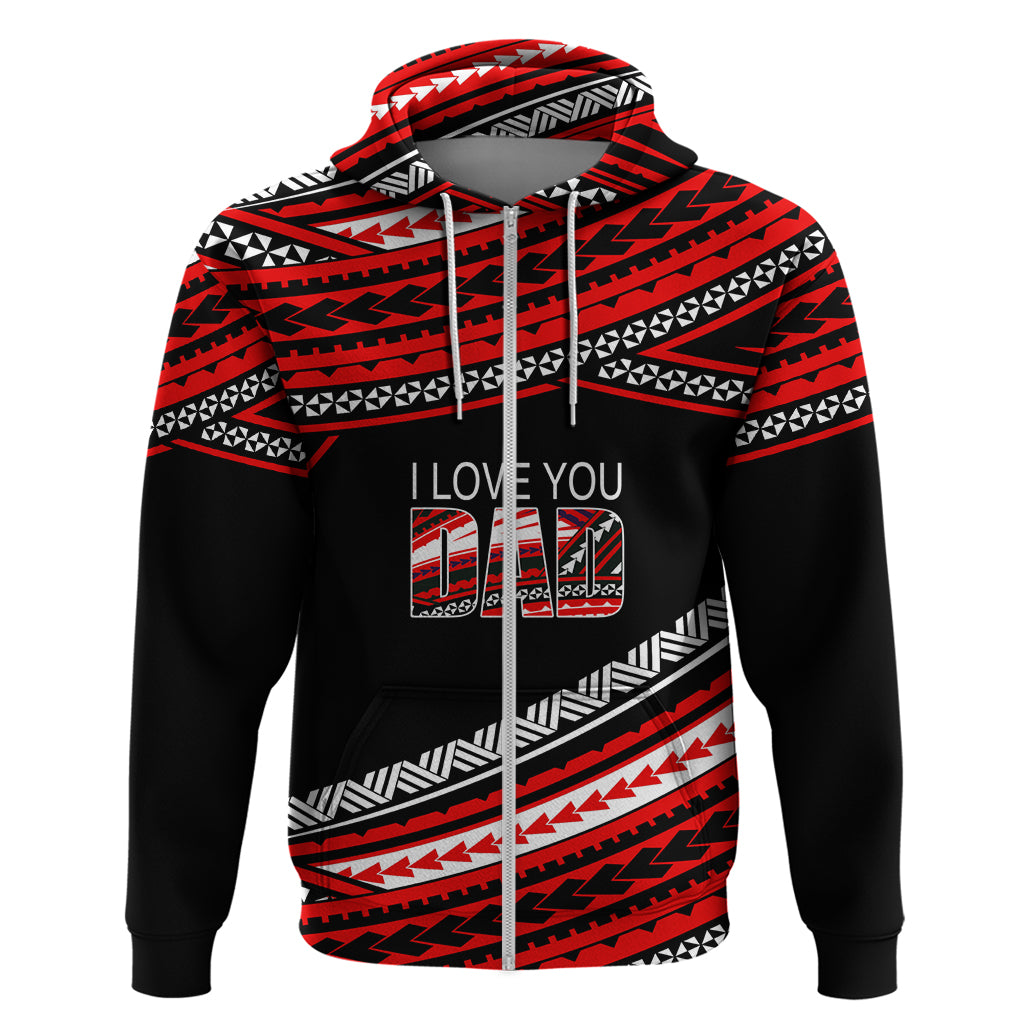 Personalized Happy Fathers Day Polynesian Hoodie I Love You Dad Red LT6 - Wonder Print Shop