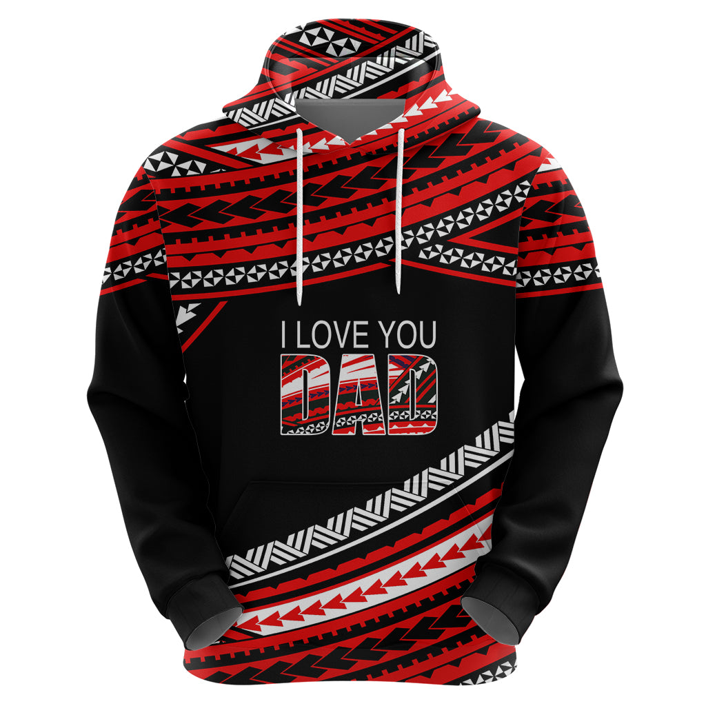 Personalized Happy Fathers Day Polynesian Hoodie I Love You Dad Red LT6 - Wonder Print Shop