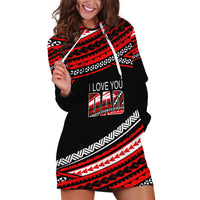 (Custom Personalised) Happy Fathers Day Polynesian Hoodie Dress I Love You Dad Red LT6 - Wonder Print Shop