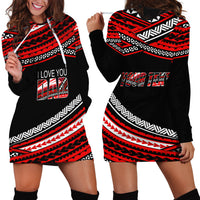 (Custom Personalised) Happy Fathers Day Polynesian Hoodie Dress I Love You Dad Red LT6 - Wonder Print Shop