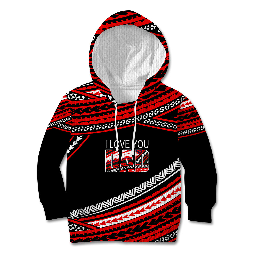 (Custom Personalised) Happy Fathers Day Polynesian Kid Hoodie I Love You Dad Red LT6 - Wonder Print Shop