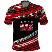 Custom Happy Fathers Day Polynesian Polo Shirt I Love You Dad Red LT6 - Wonder Print Shop
