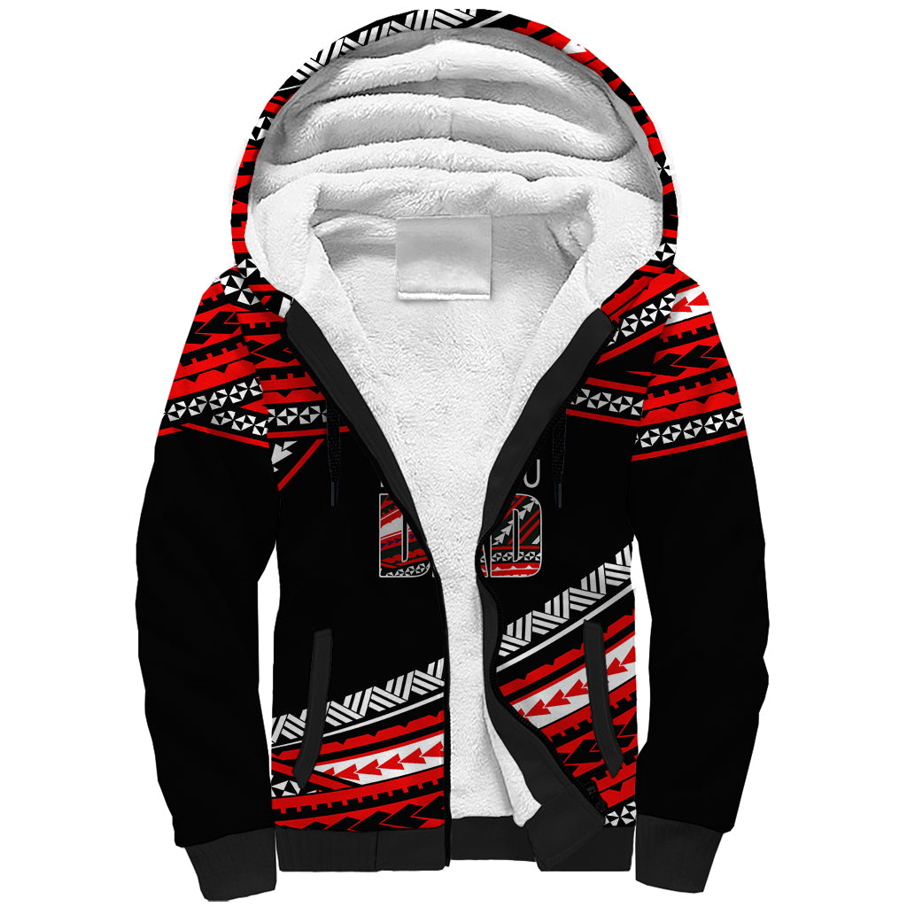 (Custom Personalised) Happy Fathers Day Polynesian Sherpa Hoodie I Love You Dad Red LT6 - Wonder Print Shop