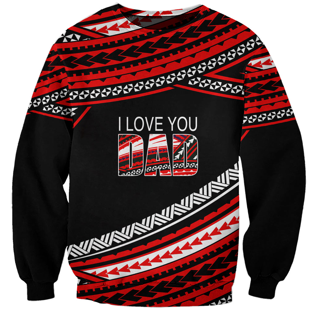 (Custom Personalised) Happy Fathers Day Polynesian Sweatshirt I Love You Dad Red LT6 - Wonder Print Shop