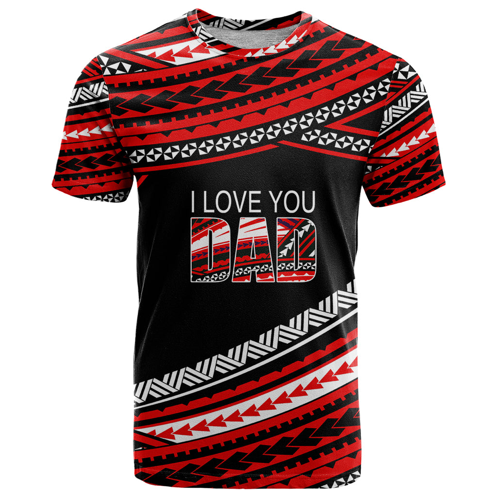 (Custom Personalised) Happy Fathers Day Polynesian T Shirt I Love You Dad Red LT6 - Wonder Print Shop