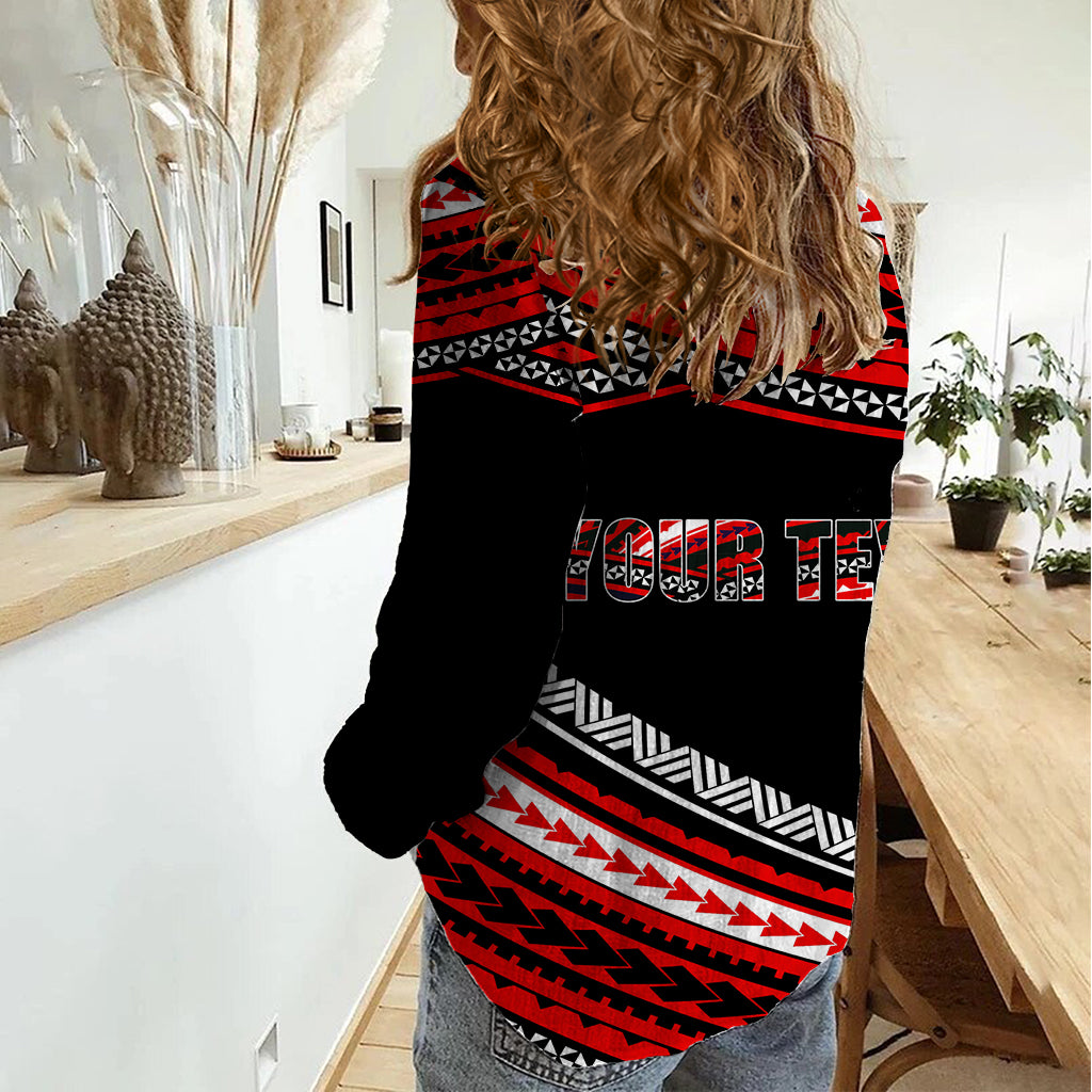 (Custom Personalised) Happy Fathers Day Polynesian Women Casual Shirt I Love You Dad Red LT6 - Wonder Print Shop