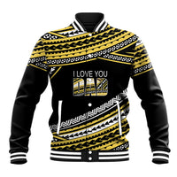 (Custom Personalised) Happy Fathers Day Polynesian Baseball Jacket I Love You Dad Gold LT6 - Wonder Print Shop