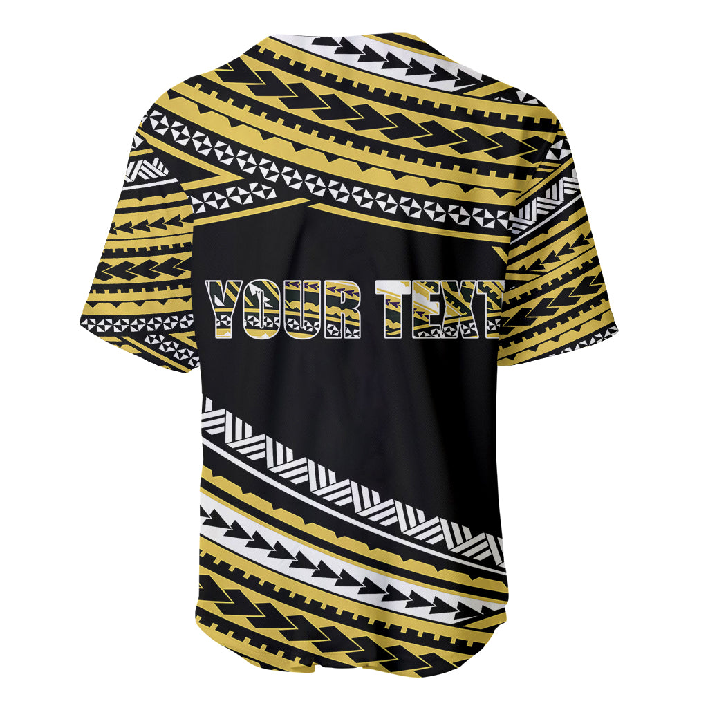 (Custom Personalised) Happy Fathers Day Polynesian Baseball Jersey I Love You Dad Gold LT6 - Wonder Print Shop