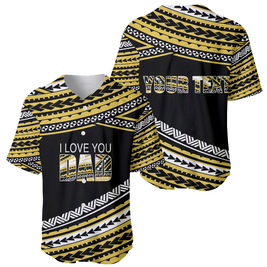 (Custom Personalised) Happy Fathers Day Polynesian Baseball Jersey I Love You Dad Gold LT6 - Wonder Print Shop