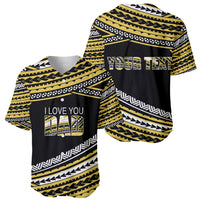 (Custom Personalised) Happy Fathers Day Polynesian Baseball Jersey I Love You Dad Gold LT6 - Wonder Print Shop