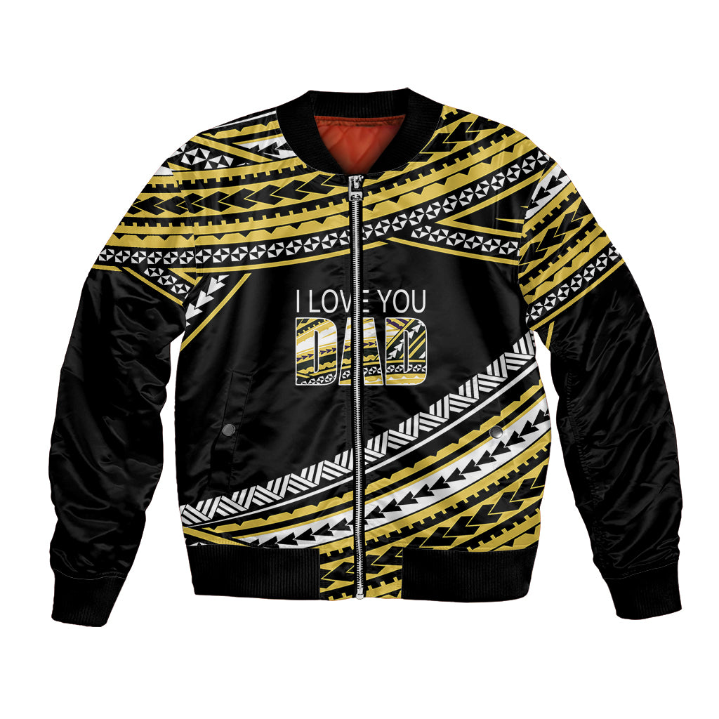 (Custom Personalised) Happy Fathers Day Polynesian Bomber Jacket I Love You Dad Gold LT6 - Wonder Print Shop
