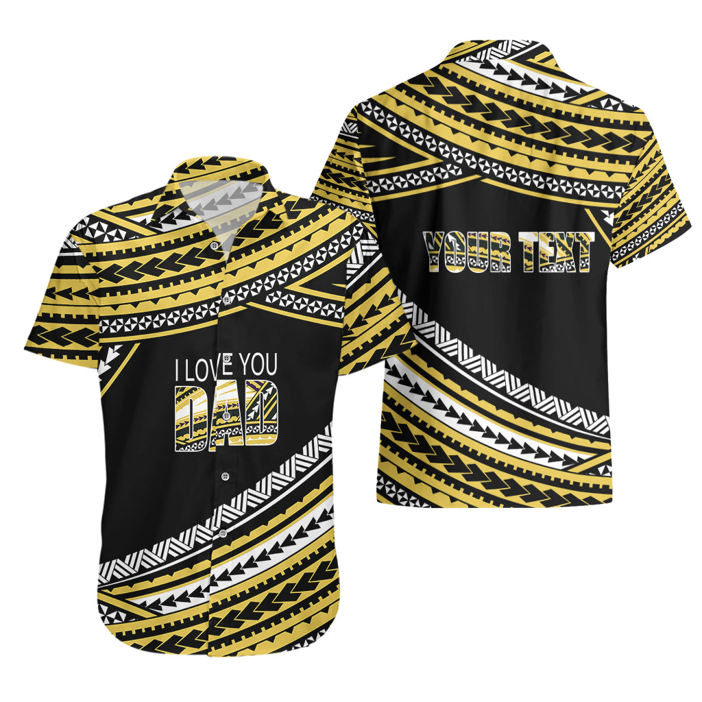(Custom Personalised) Happy Fathers Day Polynesian Hawaiian Shirt I Love You Dad Gold LT6 - Wonder Print Shop