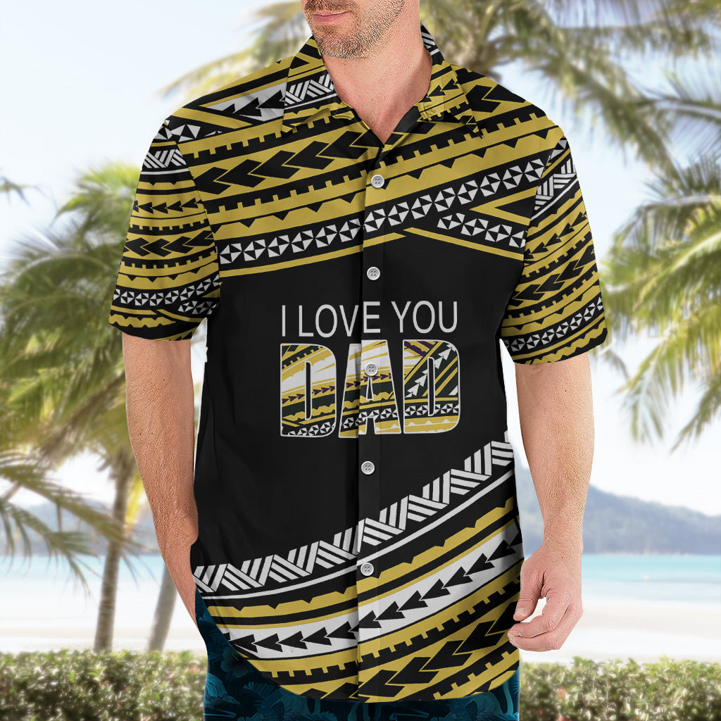(Custom Personalised) Happy Fathers Day Polynesian Hawaiian Shirt I Love You Dad Gold LT6 - Wonder Print Shop