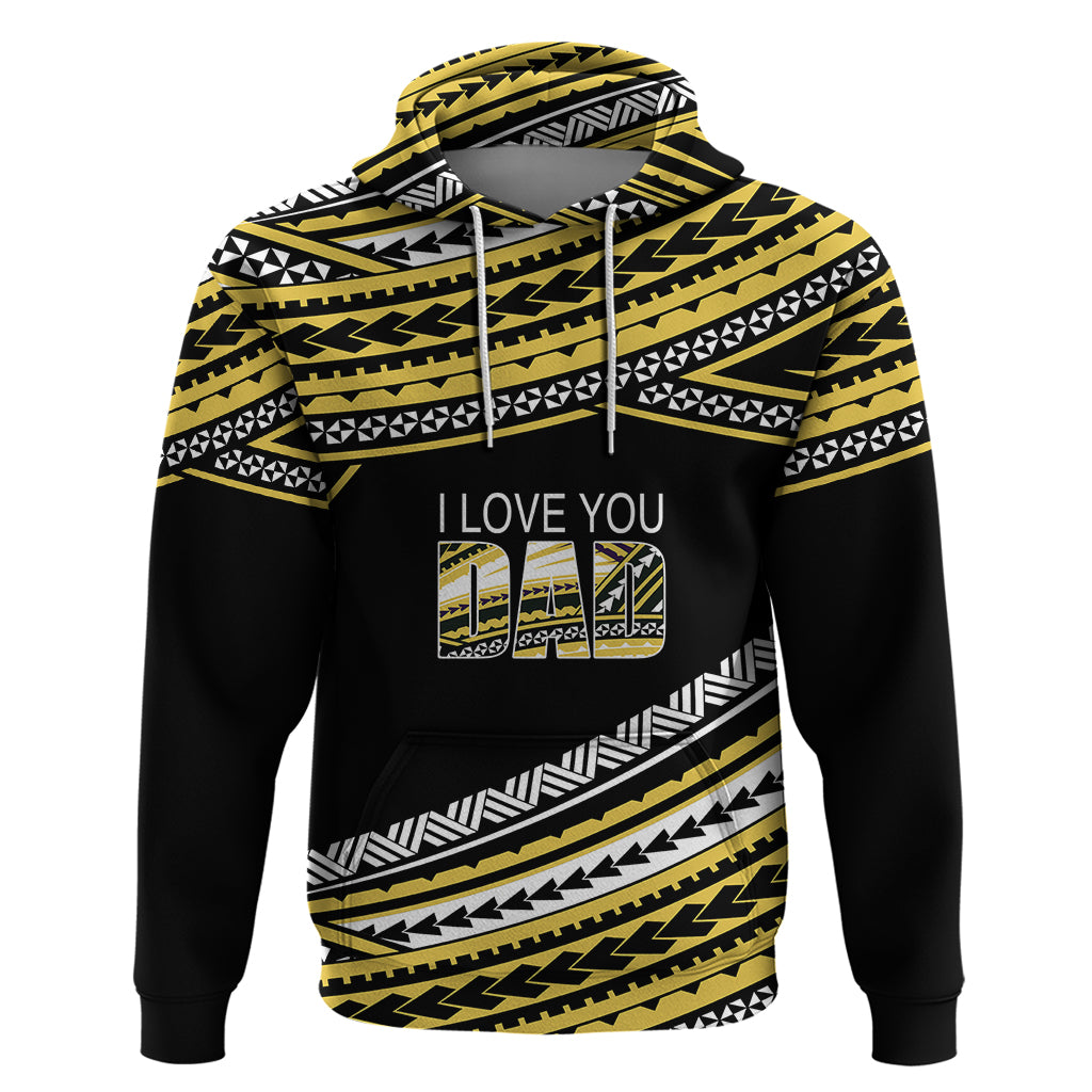 Personalized Happy Fathers Day Polynesian Hoodie I Love You Dad Gold LT6 - Wonder Print Shop