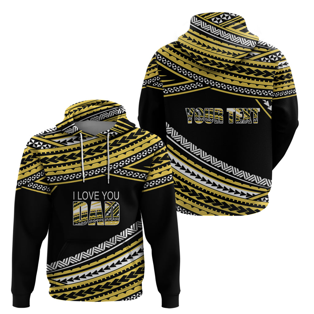 Personalized Happy Fathers Day Polynesian Hoodie I Love You Dad Gold LT6 - Wonder Print Shop