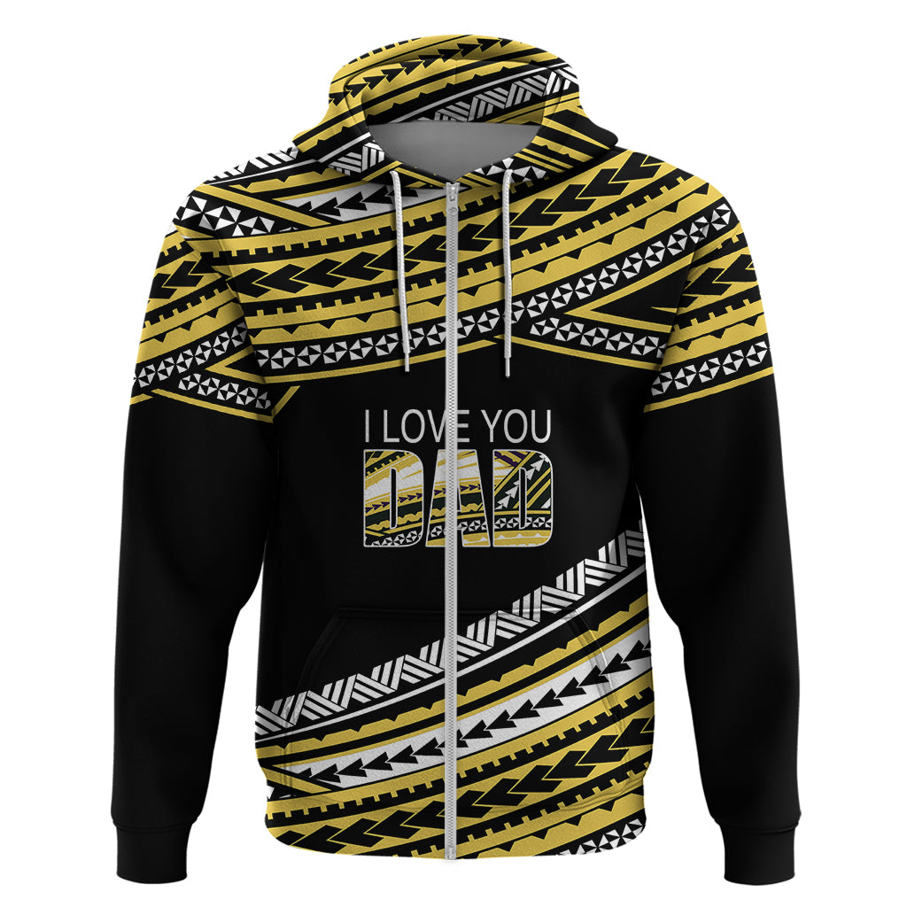 Personalized Happy Fathers Day Polynesian Hoodie I Love You Dad Gold LT6 - Wonder Print Shop