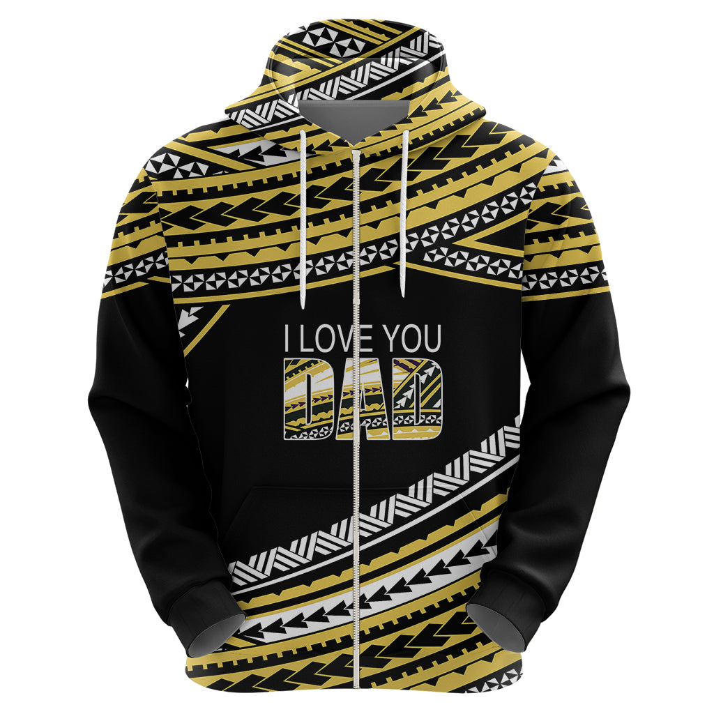 Personalized Happy Fathers Day Polynesian Hoodie I Love You Dad Gold LT6 - Wonder Print Shop
