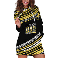 (Custom Personalised) Happy Fathers Day Polynesian Hoodie Dress I Love You Dad Gold LT6 - Wonder Print Shop
