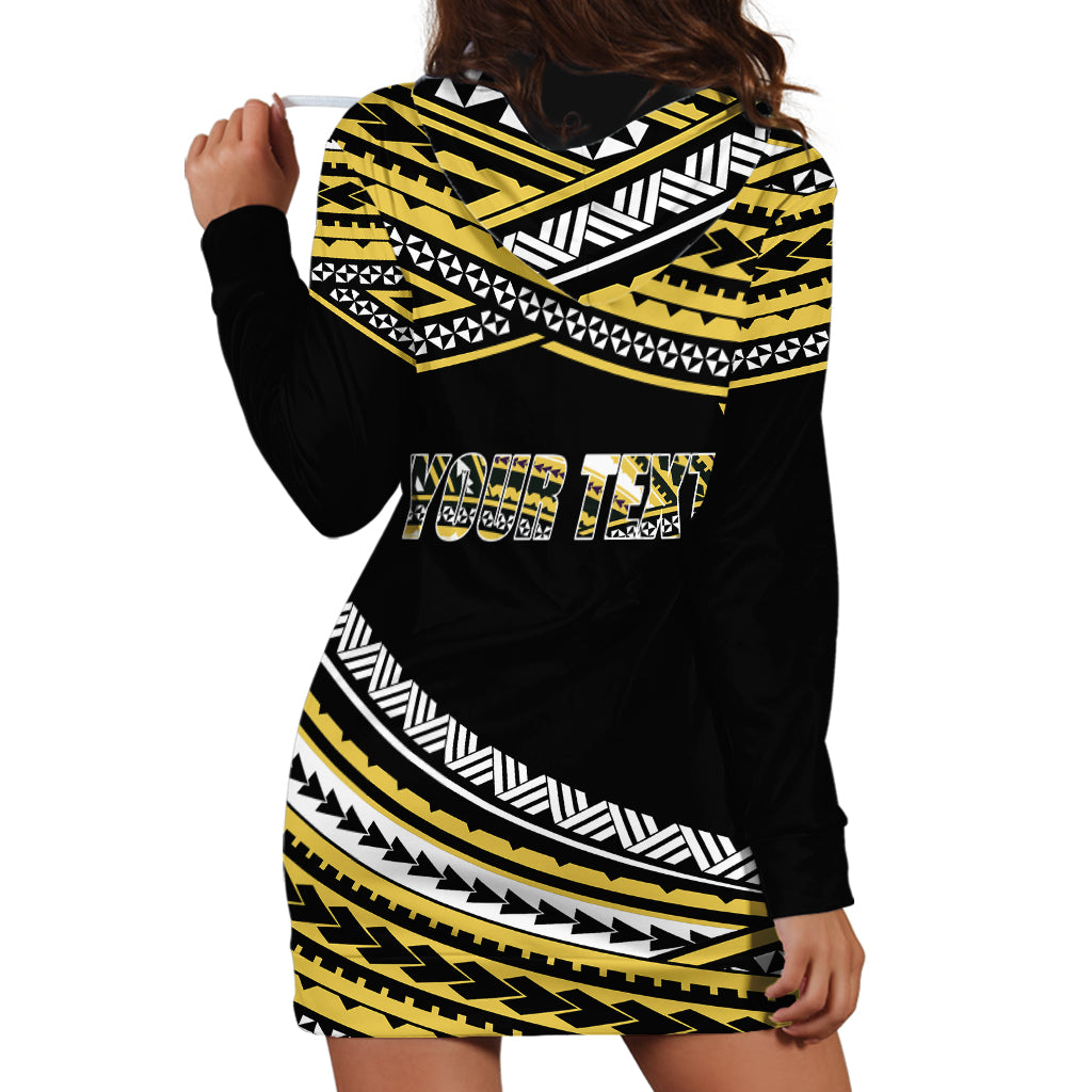 (Custom Personalised) Happy Fathers Day Polynesian Hoodie Dress I Love You Dad Gold LT6 - Wonder Print Shop