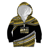 (Custom Personalised) Happy Fathers Day Polynesian Kid Hoodie I Love You Dad Gold LT6 - Wonder Print Shop