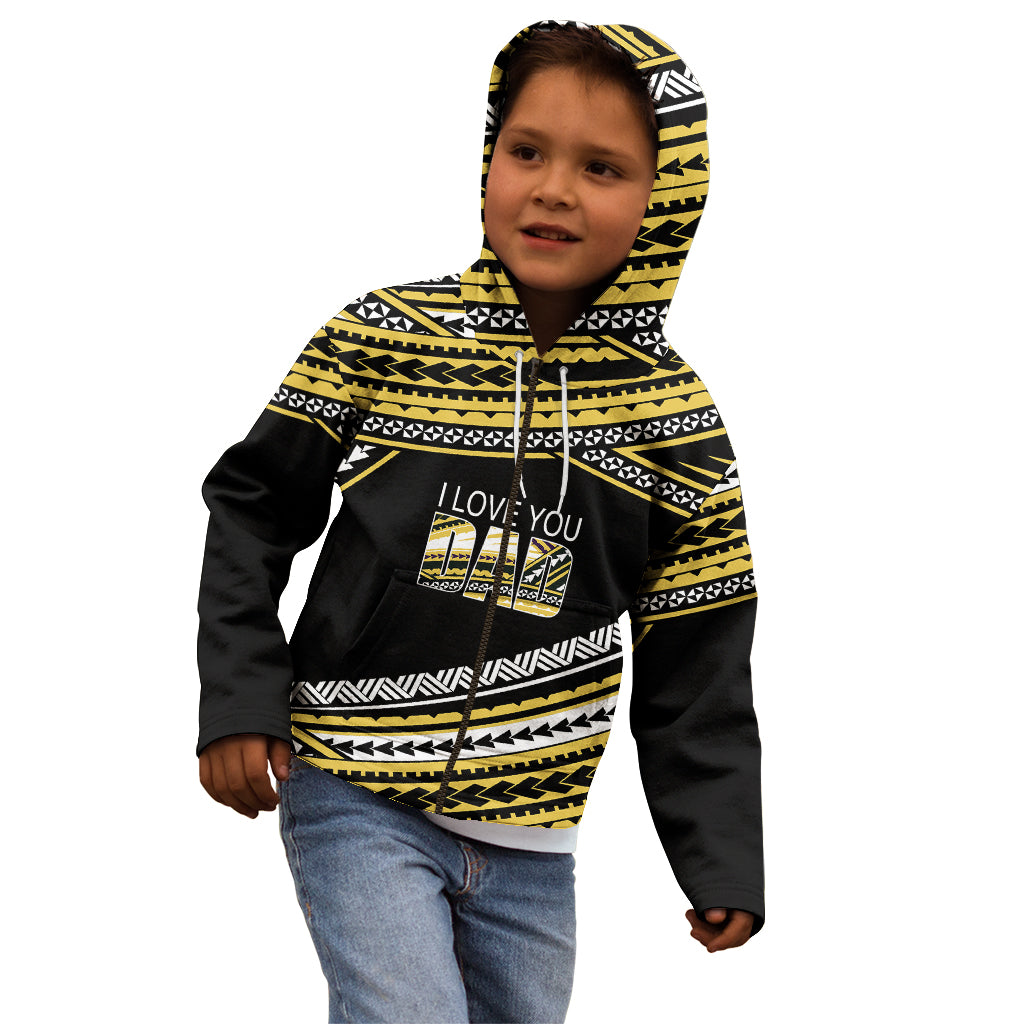 (Custom Personalised) Happy Fathers Day Polynesian Kid Hoodie I Love You Dad Gold LT6 - Wonder Print Shop
