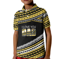 Custom Happy Fathers Day Polynesian Polo Shirt for Kid I Love You Dad Gold LT6 - Wonder Print Shop