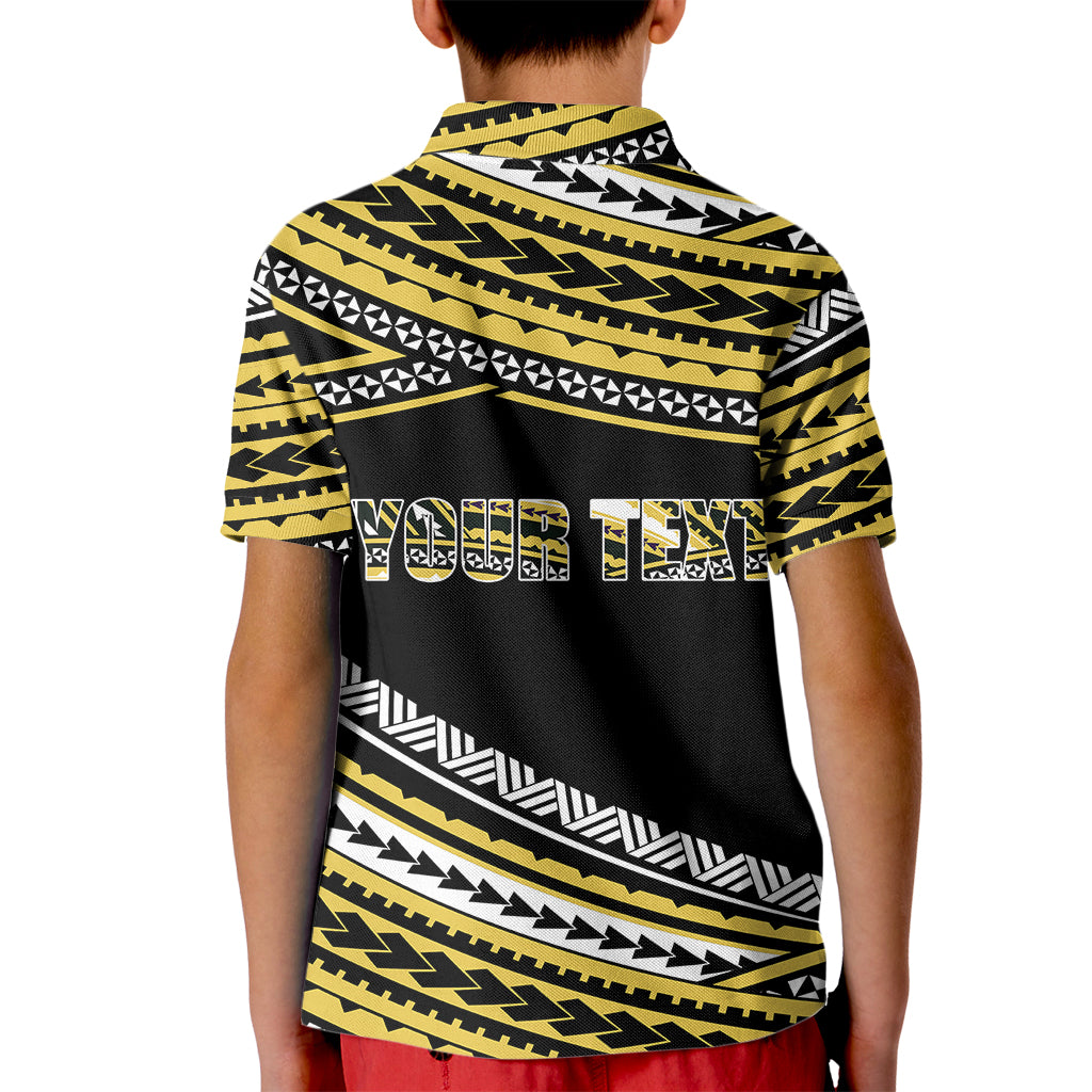 Custom Happy Fathers Day Polynesian Polo Shirt for Kid I Love You Dad Gold LT6 - Wonder Print Shop